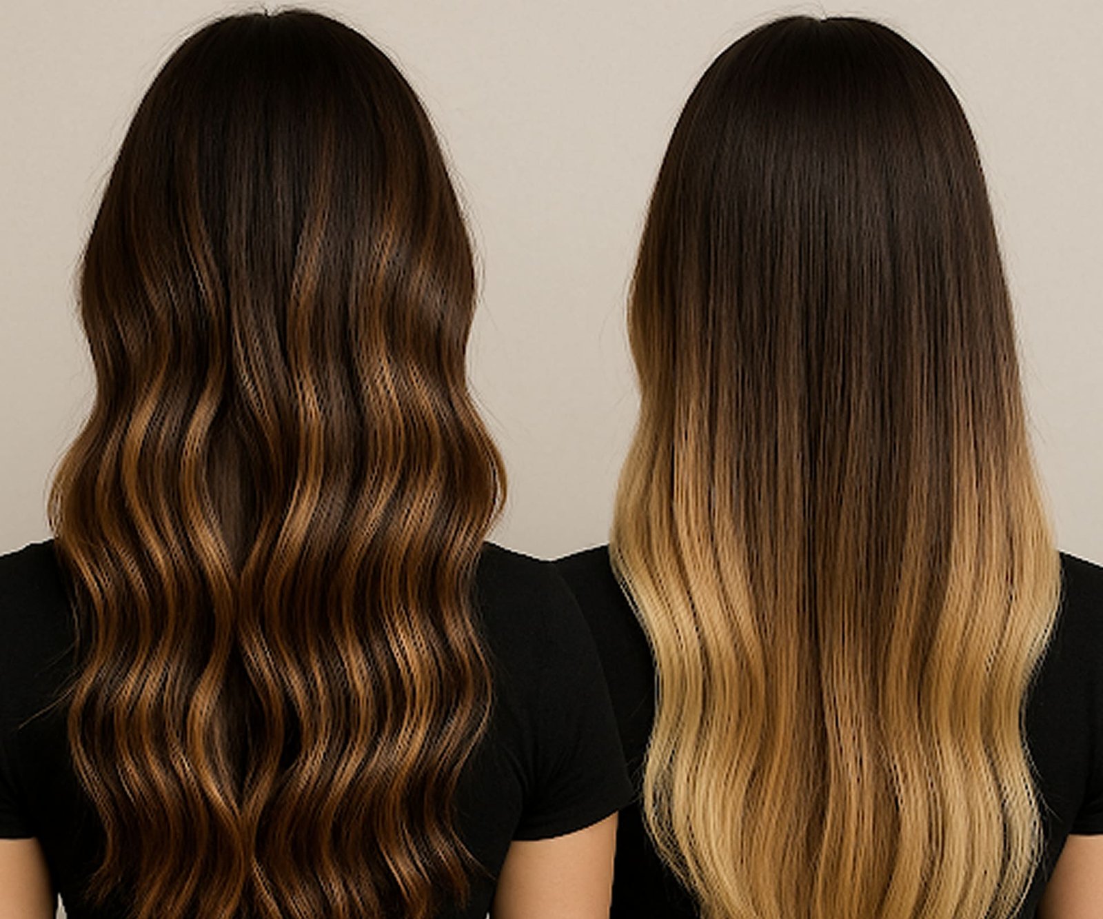 Back view of two women showing hair color techniques